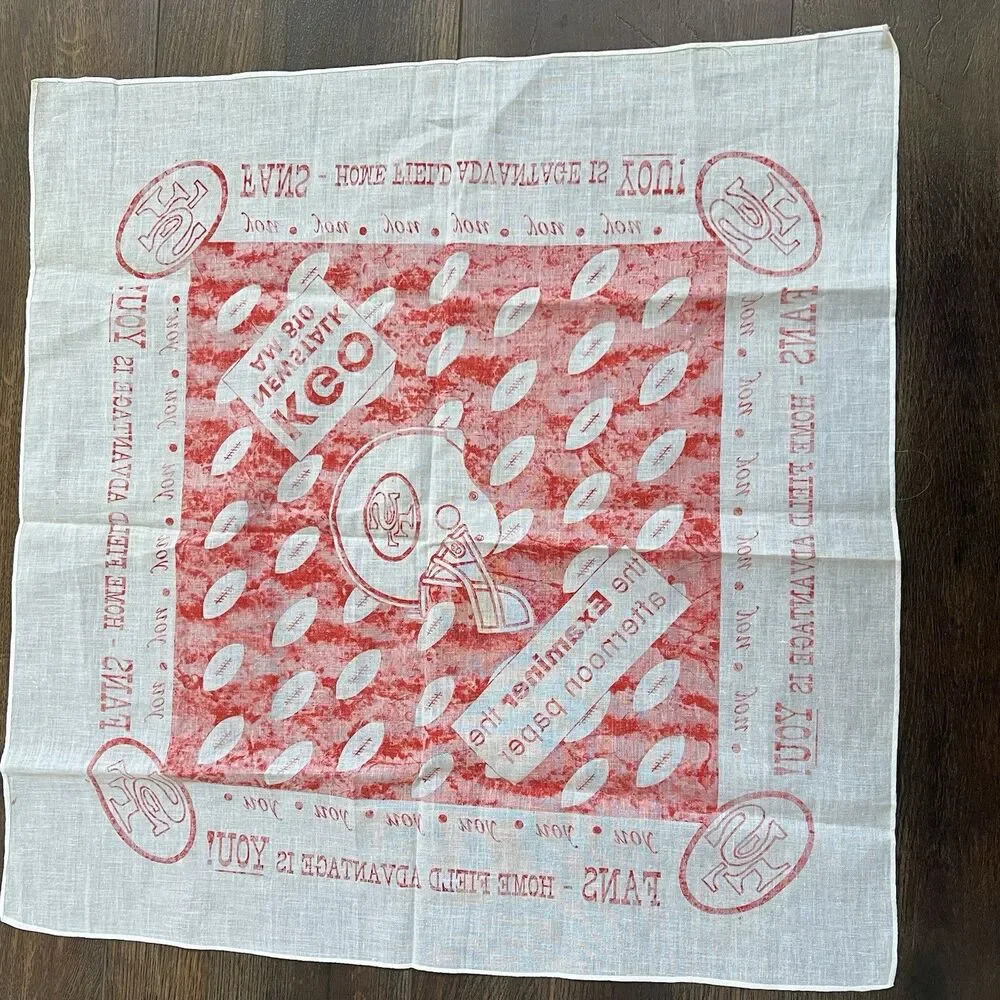 Vintage The Examiner KGO AM 810 San Francisco 49ers Fans Bandana Scarf New White